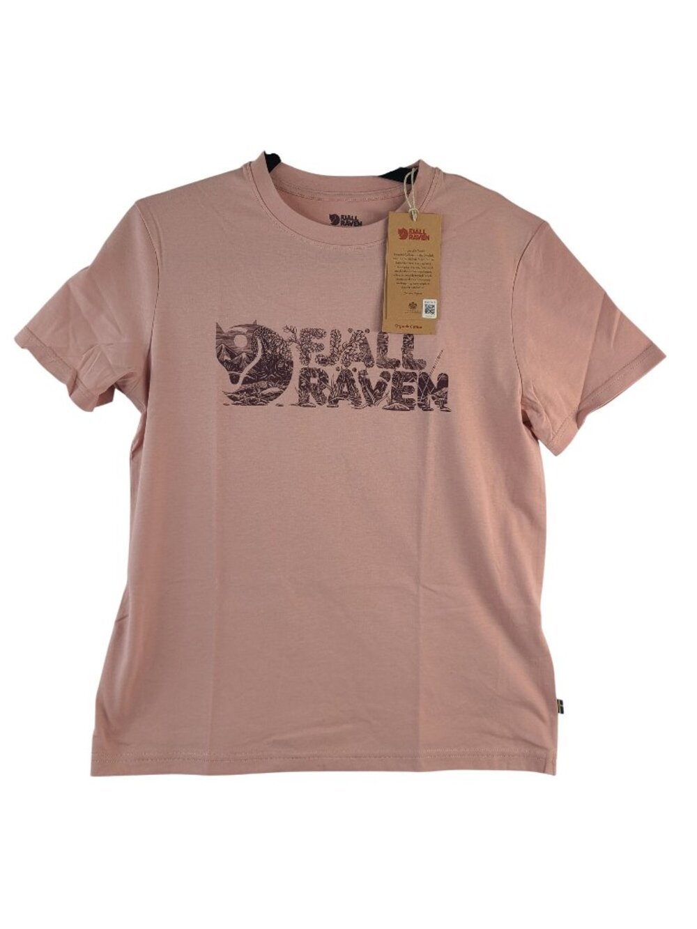 NEW Fjällräven Women's Chalk Rose PInk Organic Cotton Logo T-Shirt Size S